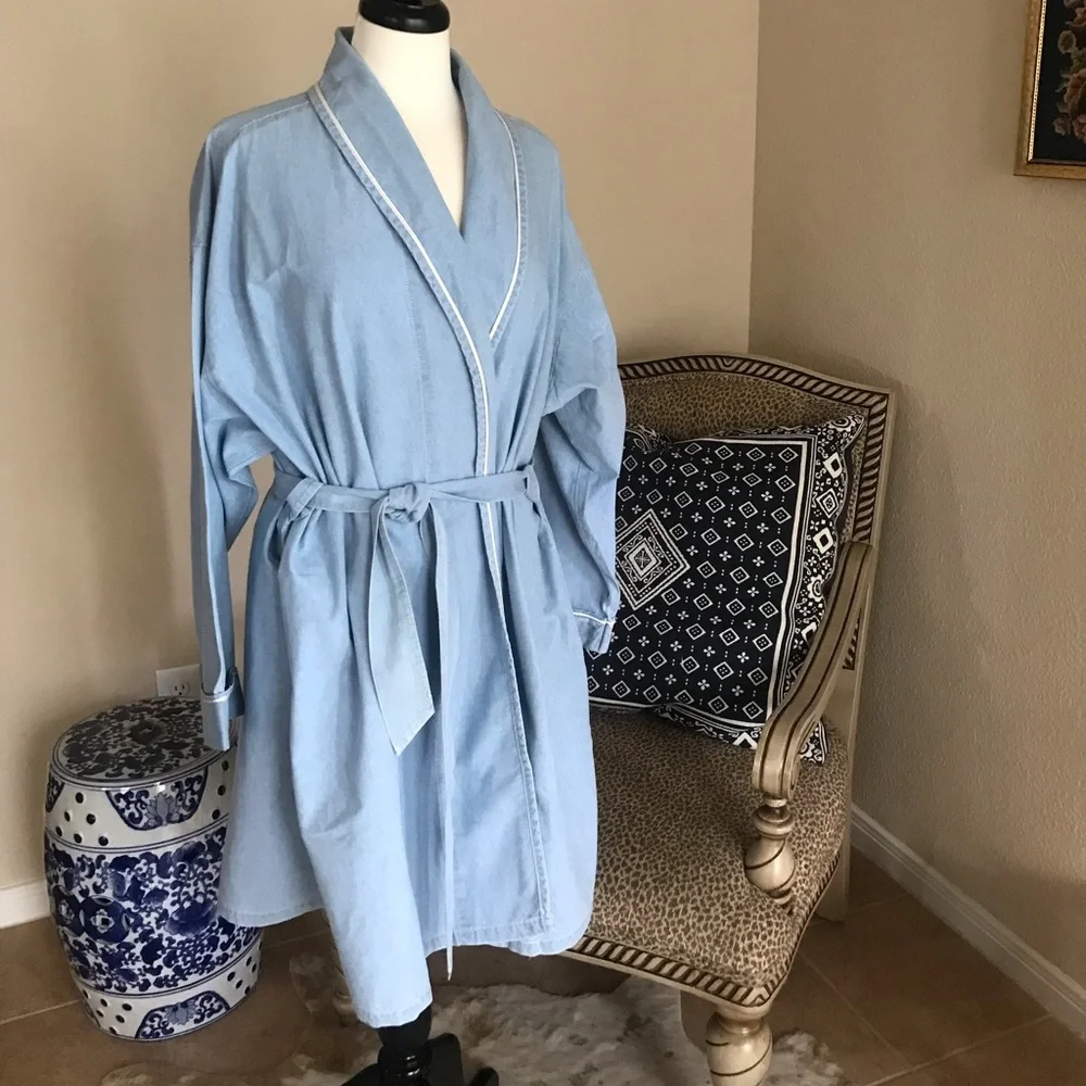 Embroidered Denim Robe - Picture 1 of 2